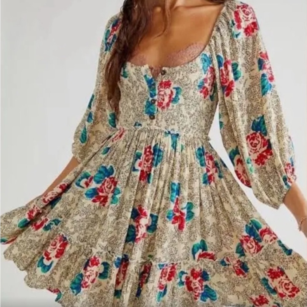 Free People Endless Summer Picnic Dress floral open back renaissance faire